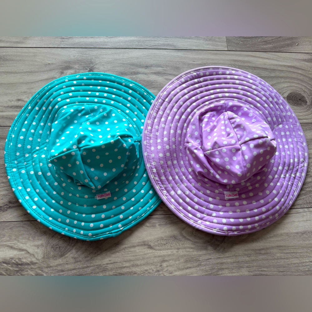 Polka Dot Sun Hats in Teal and Purple